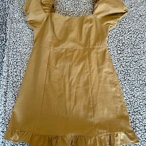 Gold Puff Sleeve Dress